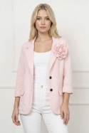 Marynarka z odpinanym kwiatem z wiskozą | różowa