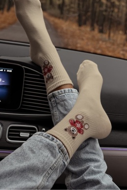 Skarpety Miś w sweterku | beżowe