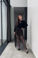 Spódnica maxi Leo z koronką | czarna Spódnica maxi Leo z koronką | czarna