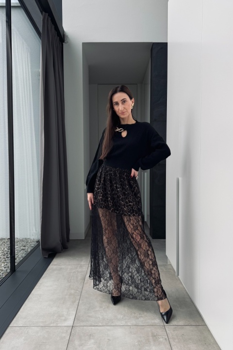 Spódnica maxi Leo z koronką | czarna Spódnica maxi Leo z koronką | czarna