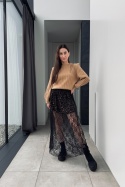 Spódnica maxi Leo z koronką | czarna Spódnica maxi Leo z koronką | czarna