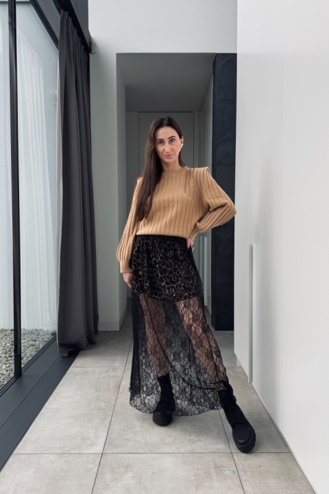 Spódnica maxi Leo z koronką | czarna Spódnica maxi Leo z koronką | czarna