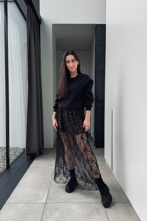 Spódnica maxi Leo z koronką | czarna Spódnica maxi Leo z koronką | czarna