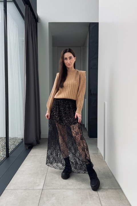 Spódnica maxi Leo z koronką | czarna Spódnica maxi Leo z koronką | czarna