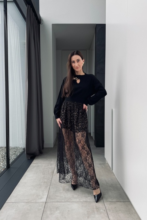 Spódnica maxi Leo z koronką | czarna Spódnica maxi Leo z koronką | czarna