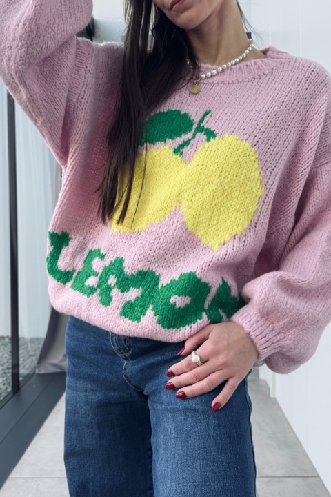 Sweterek Lemon z dodatkiem wełny i moheru | różowy Sweterek Lemon z dodatkiem wełny i moheru | różowy