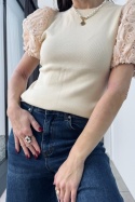 Sweterek Rosa kaszmir + wiskoza + wełna, krótki rękaw