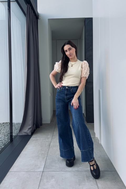 Sweterek Rosa kaszmir + wiskoza + wełna, krótki rękaw