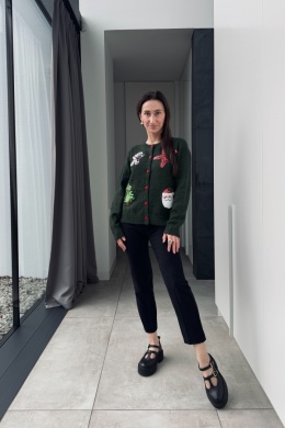 Świąteczny kardigan z cekinami | zielony