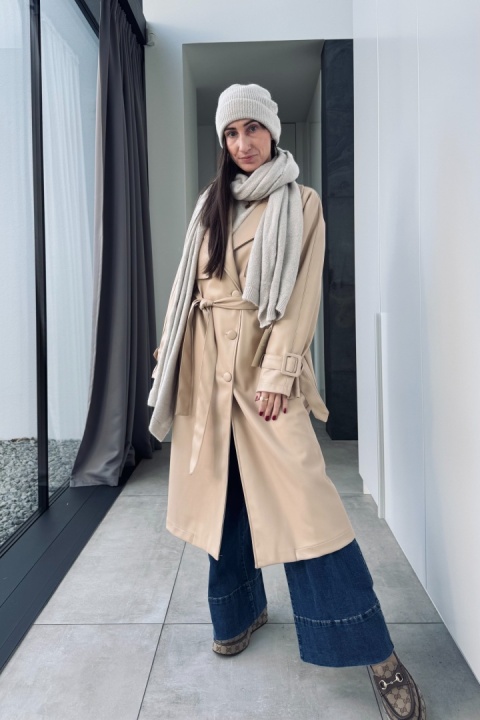 Szalik Alpina z dodatkiem włókien alpaki | beżowy