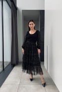 Tiulowa spódnica z falbanami | czarna Tiulowa spódnica z falbanami | czarna