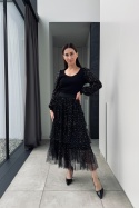 Tiulowa spódnica z falbanami | czarna Tiulowa spódnica z falbanami | czarna