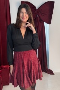 Zwiewna, brokatowa spdónica mini | bordowa